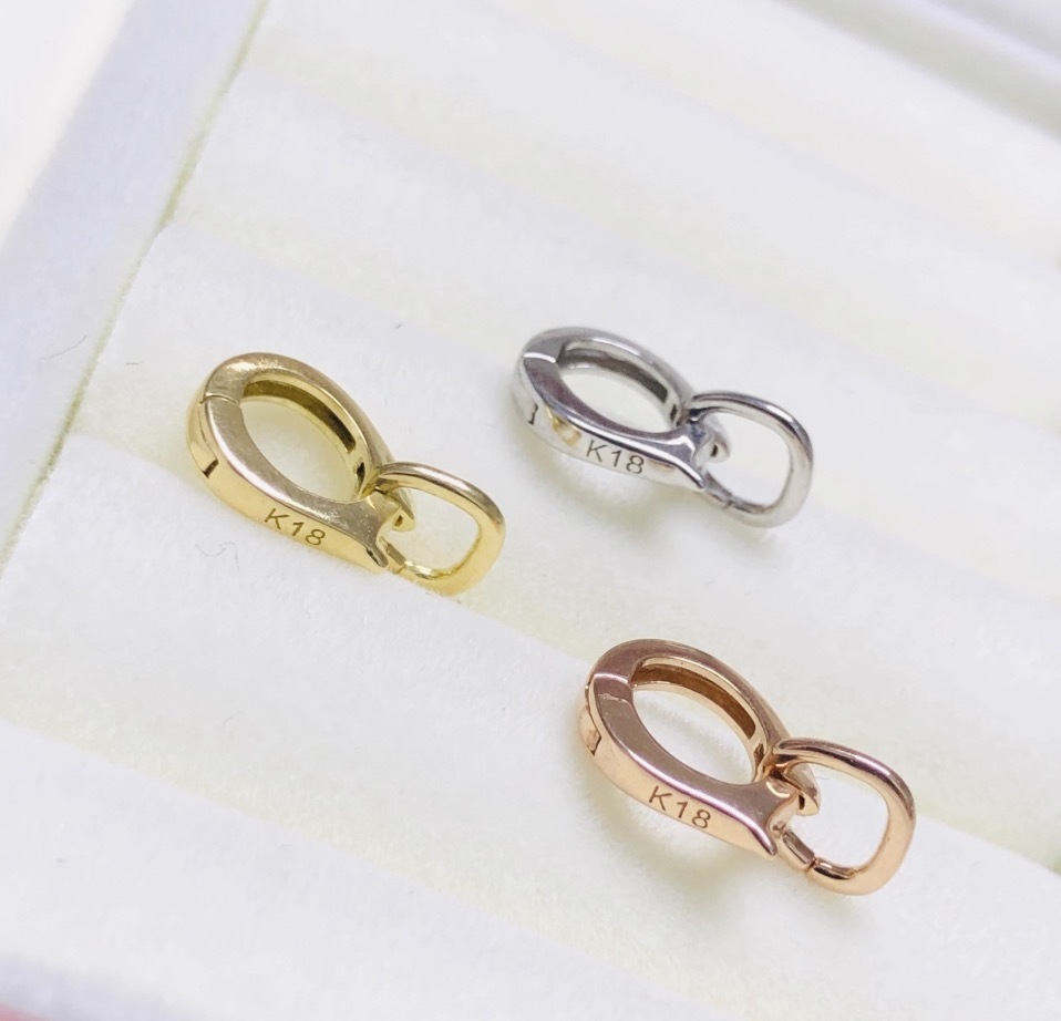18金 バチカン ワンタッチ チェーンパーツ K18YG WG PG 繋ぎ ペンダントパーツ イエローゴールド ホワイトゴールド ピンクゴールド 18K拍卖