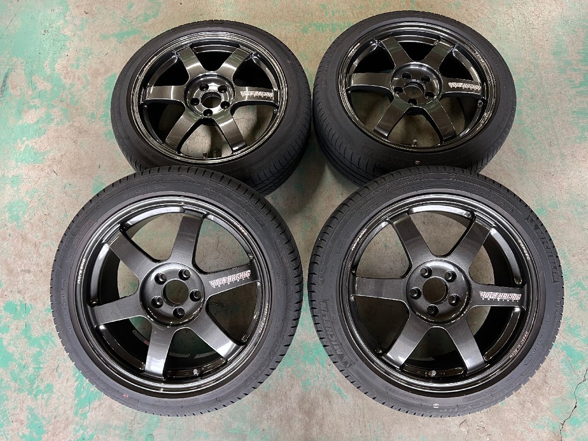 RAYS ボルクレーシング TE37 SAGA 7.5 +44 5H PCD100 ミシュラン 215/45R17 カローラスポーツ プリウス 86等 P2510101拍卖