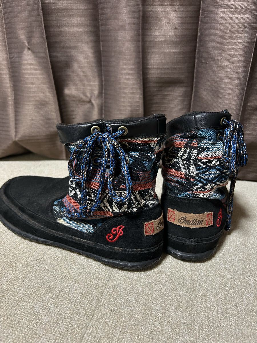 【未使用】Indian shoes スエード ショートブーツ 26.0cm インディアンシューズ 靴 黒 ブラック拍卖