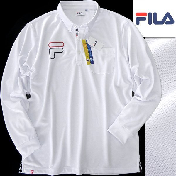新品 FILA GOLF フィラ ゴルフ 吸汗速乾 ボタンダウン 長袖 ポロシャツ 3L 白 【I49299】 メンズ シャツ スポーツ カジュアル UVカット拍卖
