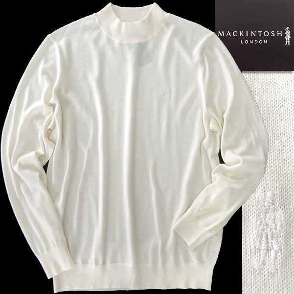 新品 3.3万 マッキントッシュロンドン 14G ウォッシャブル モックネック ニット LL 白 【I48968】 秋冬 メンズ ウール セーター ハイゲージ拍卖
