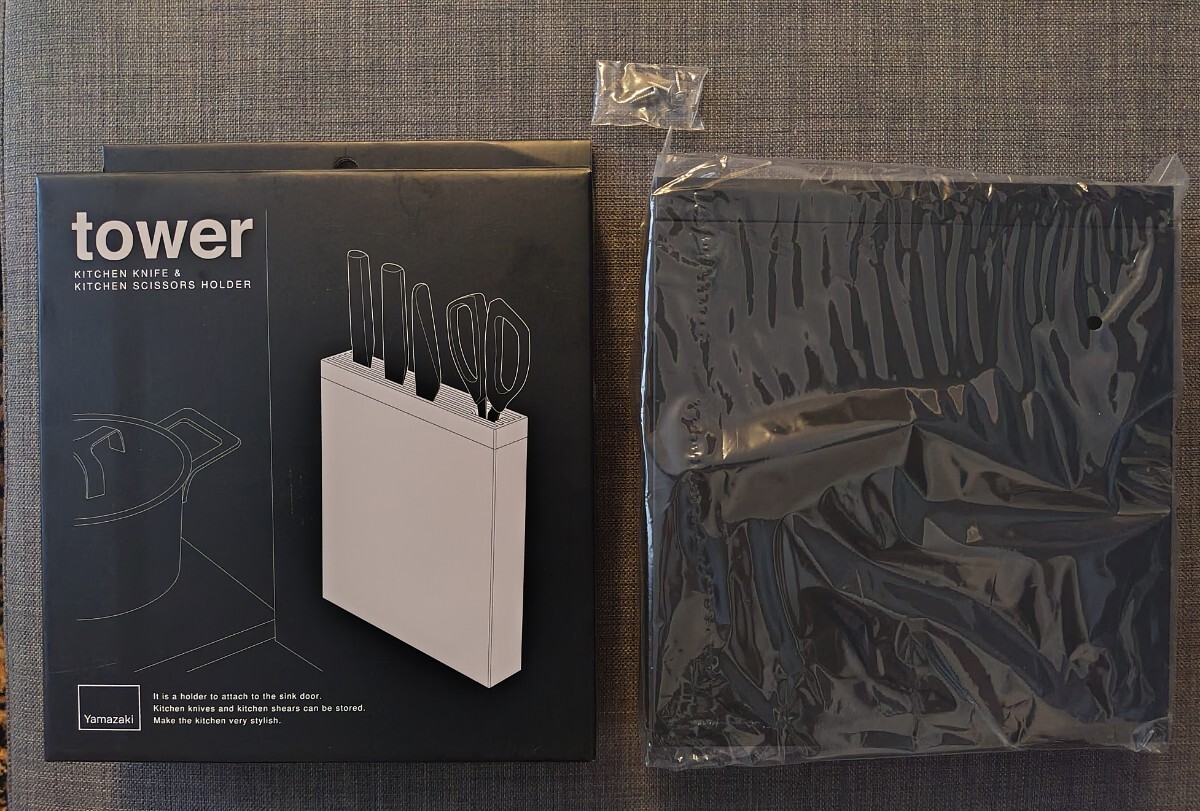 【美品/マグネット付属】包丁&キッチンばさみ差し タワー 山崎実業 tower 包丁差し スリム 薄型 yamazaki 黒 ブラック 3849 匿名配送可拍卖