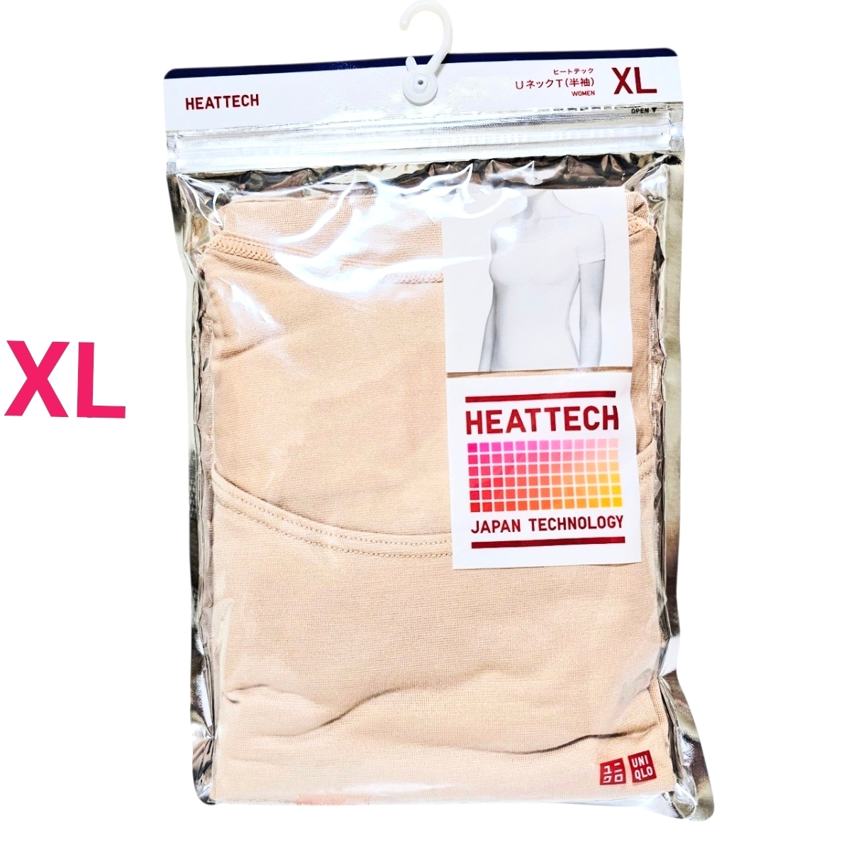 新品 ヒートテック UネックT XL ベージュ 半袖 UNIQLO HEATTECH Y71拍卖