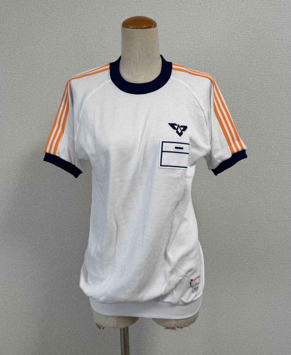 H10小学校指定体操服・校章入り肩ライン体育着・サイズL拍卖