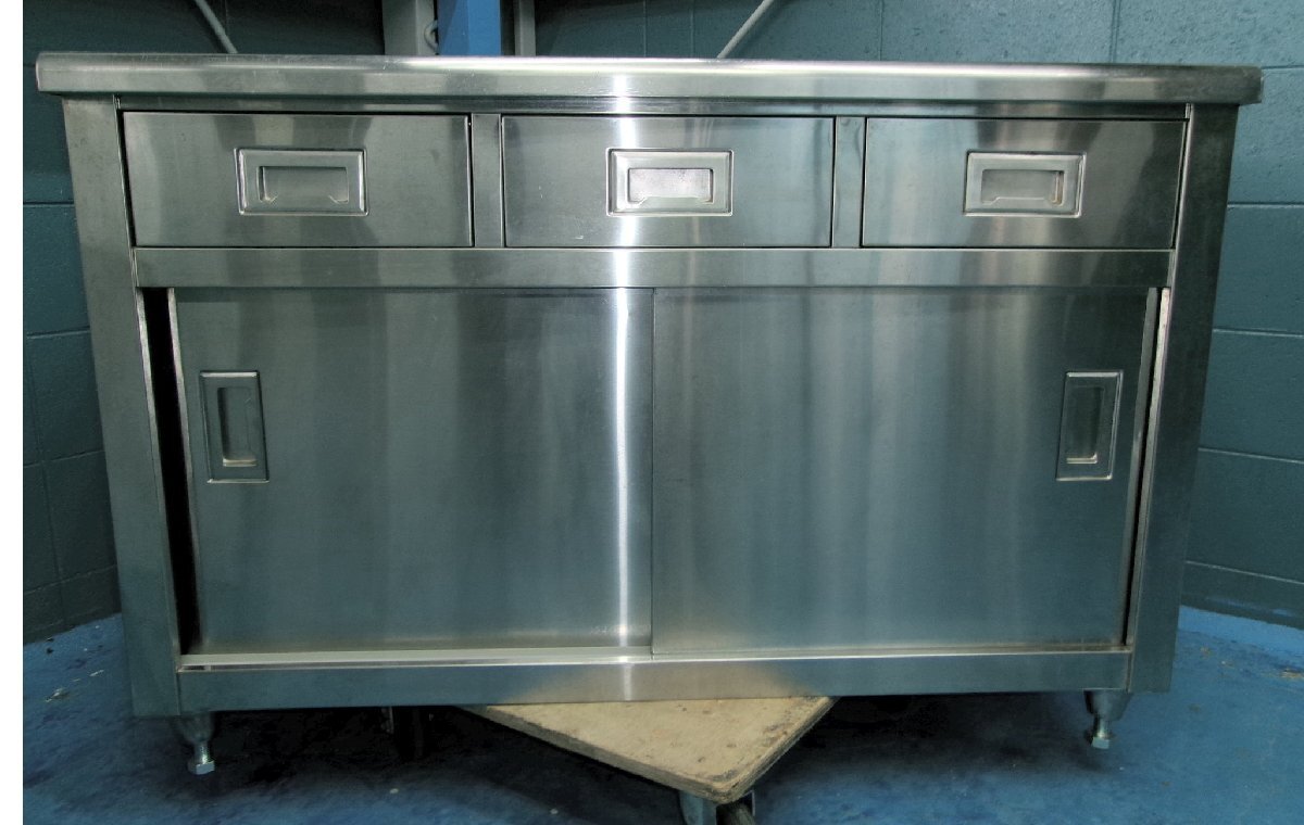 064 作業台 調理台 幅1200x600 引出引戸キャビネット 引き出し 引き戸 厨房 業務用 店舗 中古 和歌山拍卖