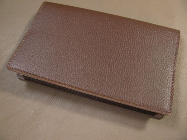 (b03)本革 新書版ブックカバー 牛シュリンク革 チョコブラウン W243拍卖
