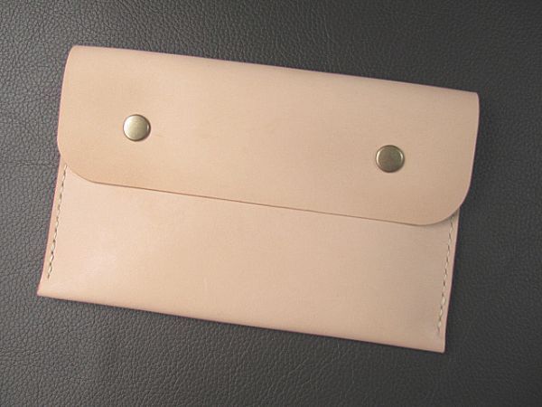 (c97)牛ヌメ革 お薬/通帳ケース・紙幣入れ/財布(札入れ)生成り ハンドメイド拍卖