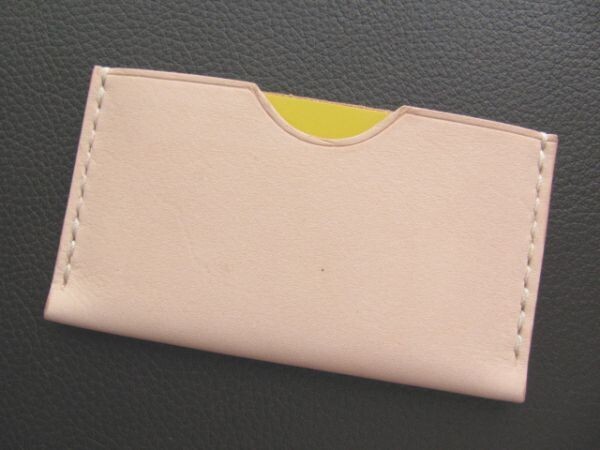 (n34)牛ヌメ革 シンプルカードケース/パスカード 生成り ハンドメイド拍卖