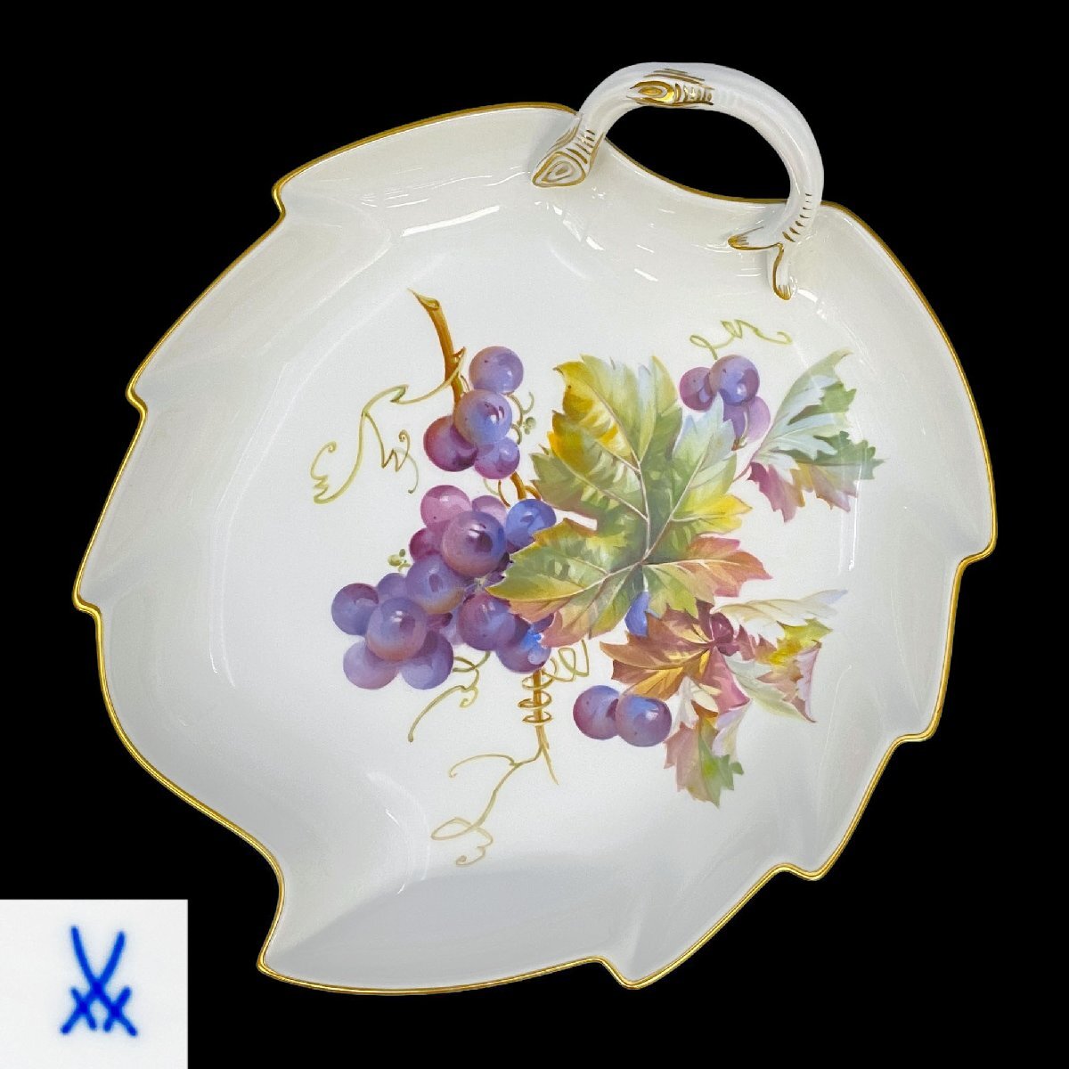 Meissen マイセン フルーツ 葡萄(242610) 20cm リーフ プレート 03-4269037拍卖