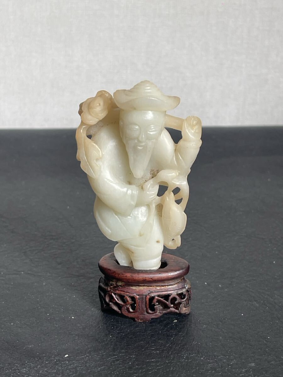 中国骨董 乾隆時代 白玉 和田玉 玉器 漁夫が利を得る 清時代 清朝 唐物 拍卖