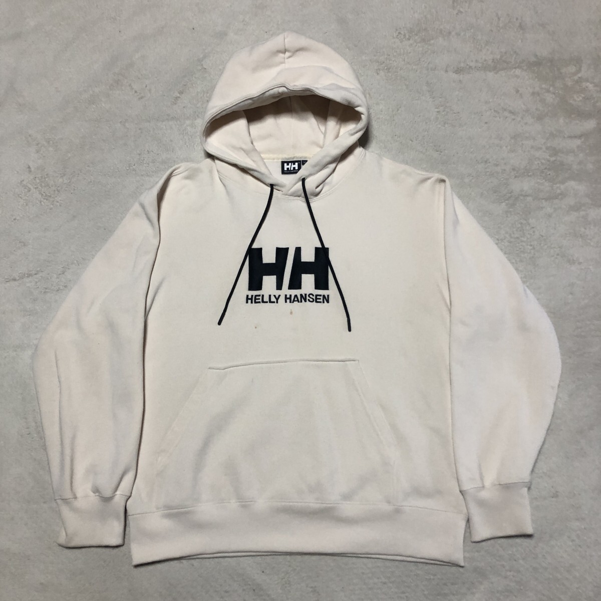 HELLY HANSEN ヘリーハンセン プルオーバーパーカー フーデット ビッグロゴ刺繍 クリーム色 Mサイズ拍卖