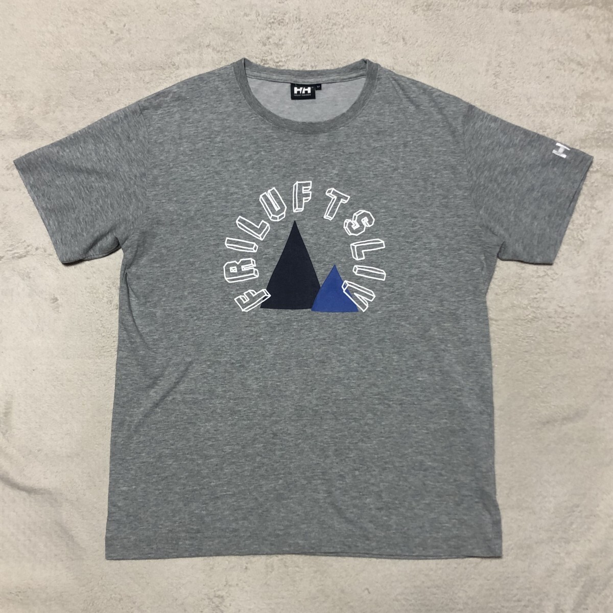 HELLY HANSEN ヘリーハンセン 半袖Tシャツ クールネック ビッグロゴプリント グレー Mサイズ拍卖