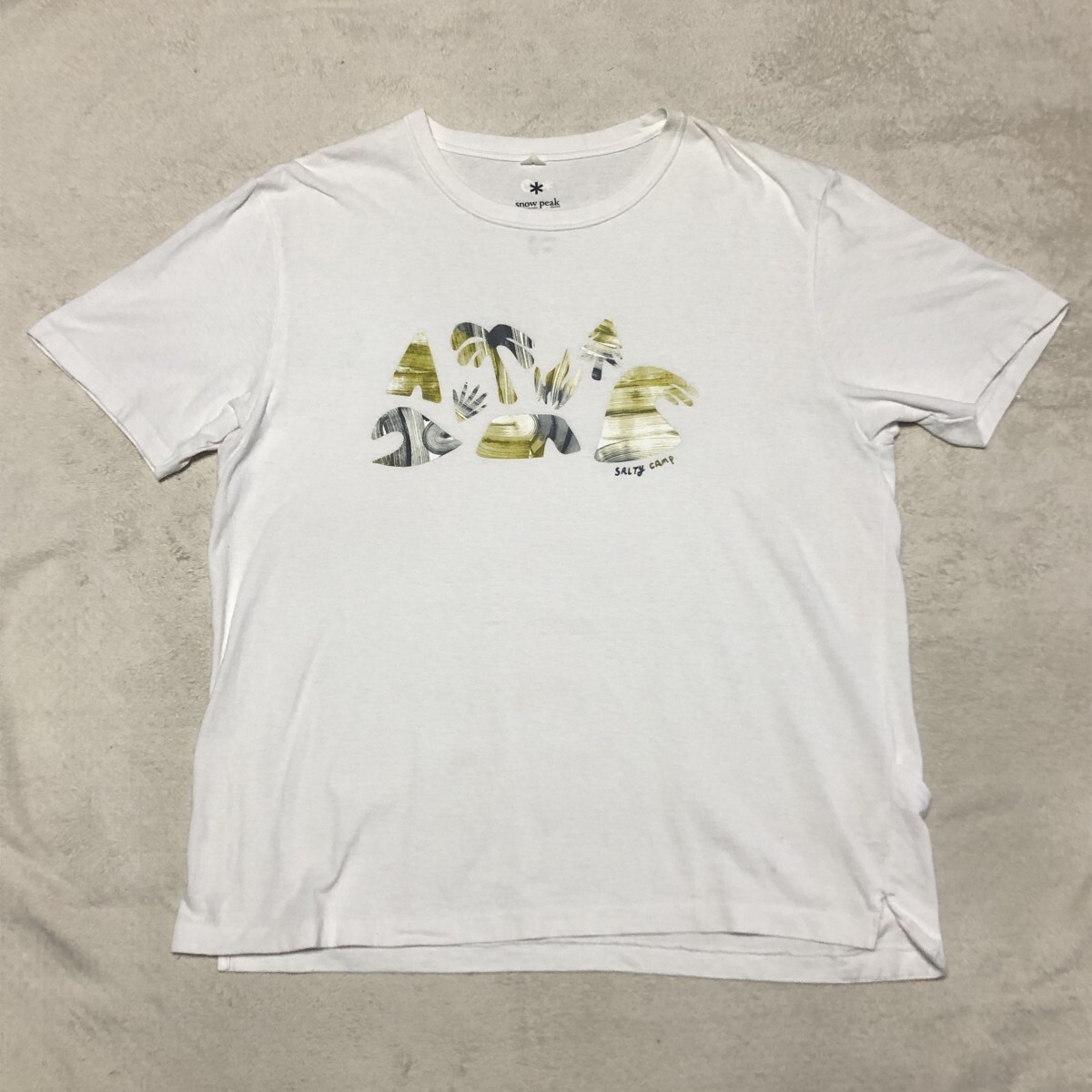 snow peak × MAGIC NUMBER スノーピーク マジックナンバー コラボ フロントプリント Tシャツ 白 人気の大きいサイズ XLサイズ拍卖