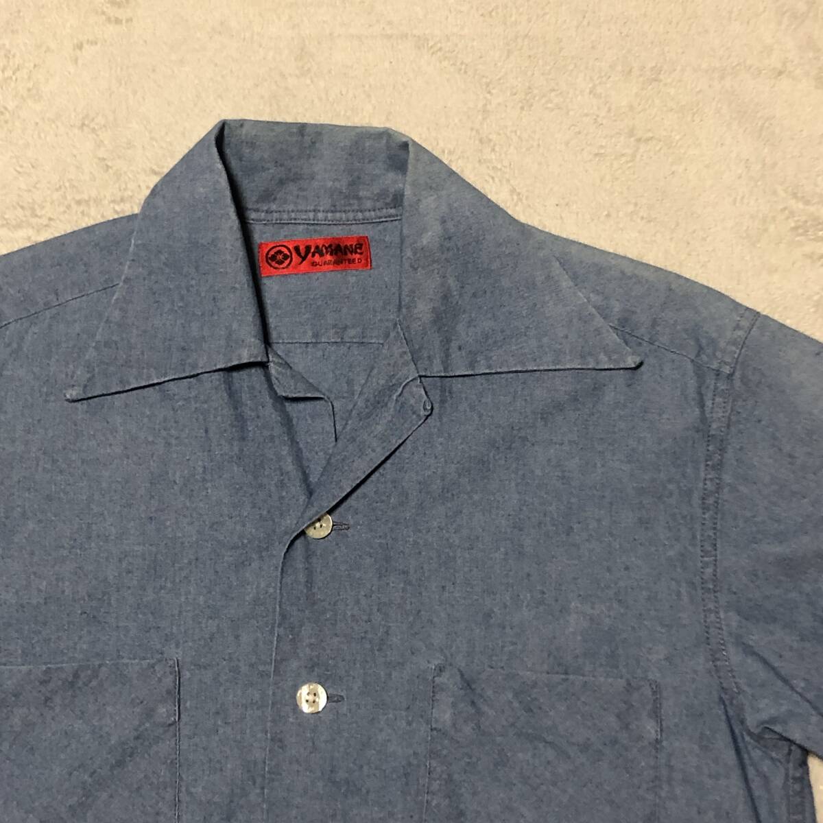 EVISU×YAMANE エヴィス ヤマネ 半袖デニムシャツ インディゴ 38サイズ Mサイズ拍卖