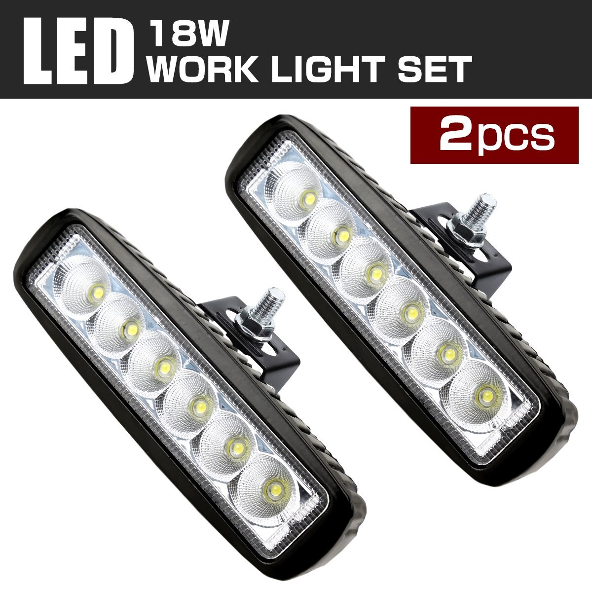 【2個セット】 LED ワークライト 作業灯 ライト 18W 12V 24V 兼用 防水 バイク 車 トラック フォグランプ バックランプ PZ338-2SET拍卖