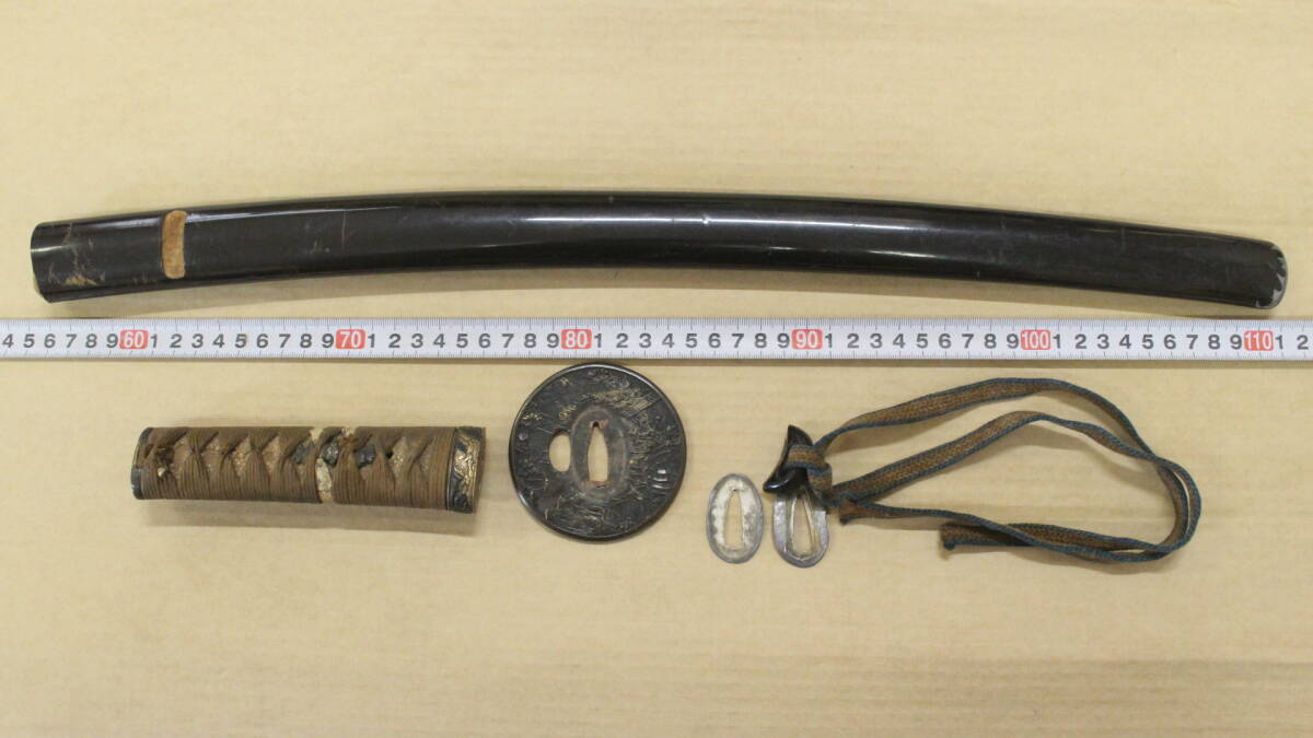 刀部品 (鞘146g/鍔115g/拵え92g) 鍔 柄 脇差 刀装具 日本刀剣武具 チ95拍卖