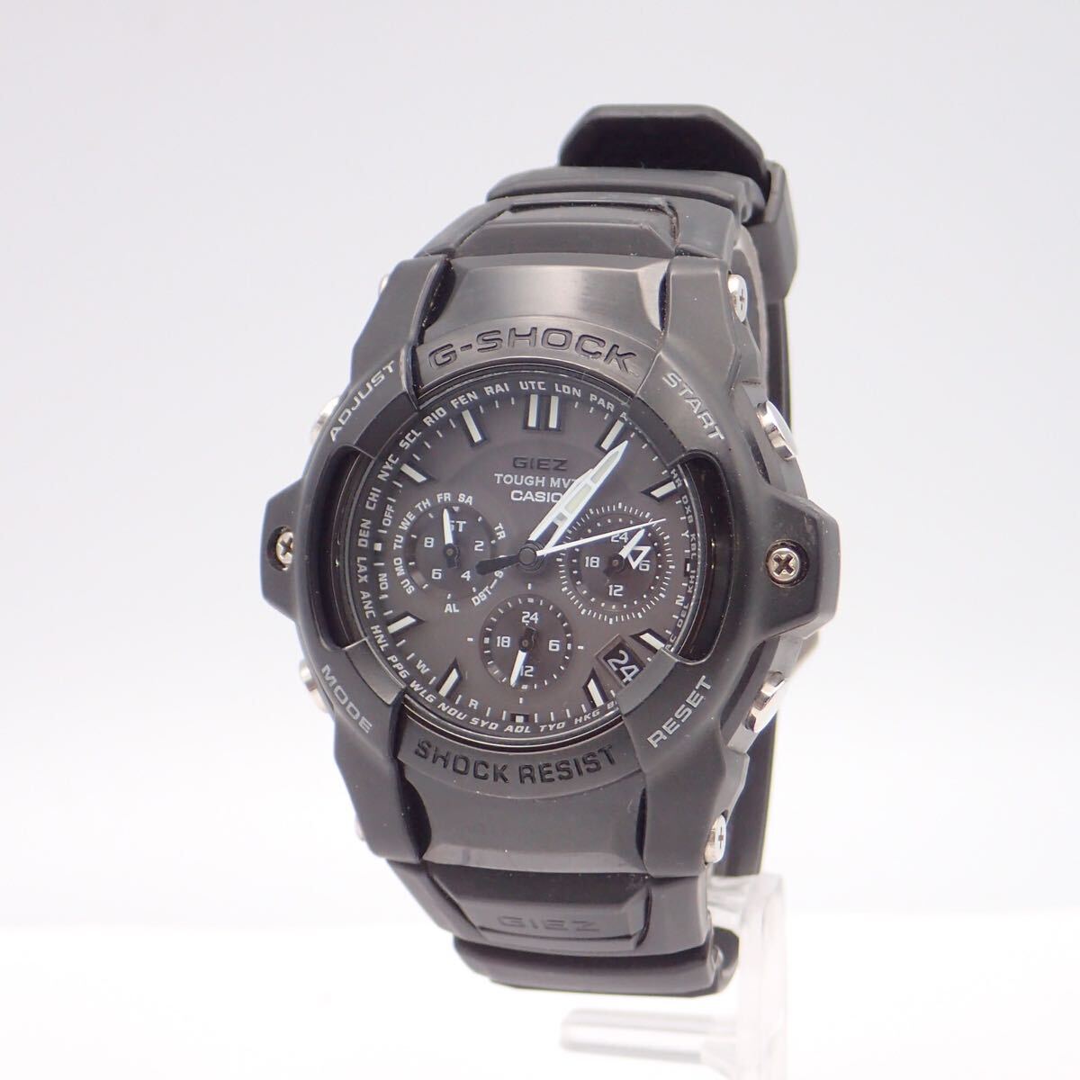 お09300【美品】G-SHOCK GIEZ GS-1400B タフソーラー電波時計 マルチバンド6 ブラック拍卖