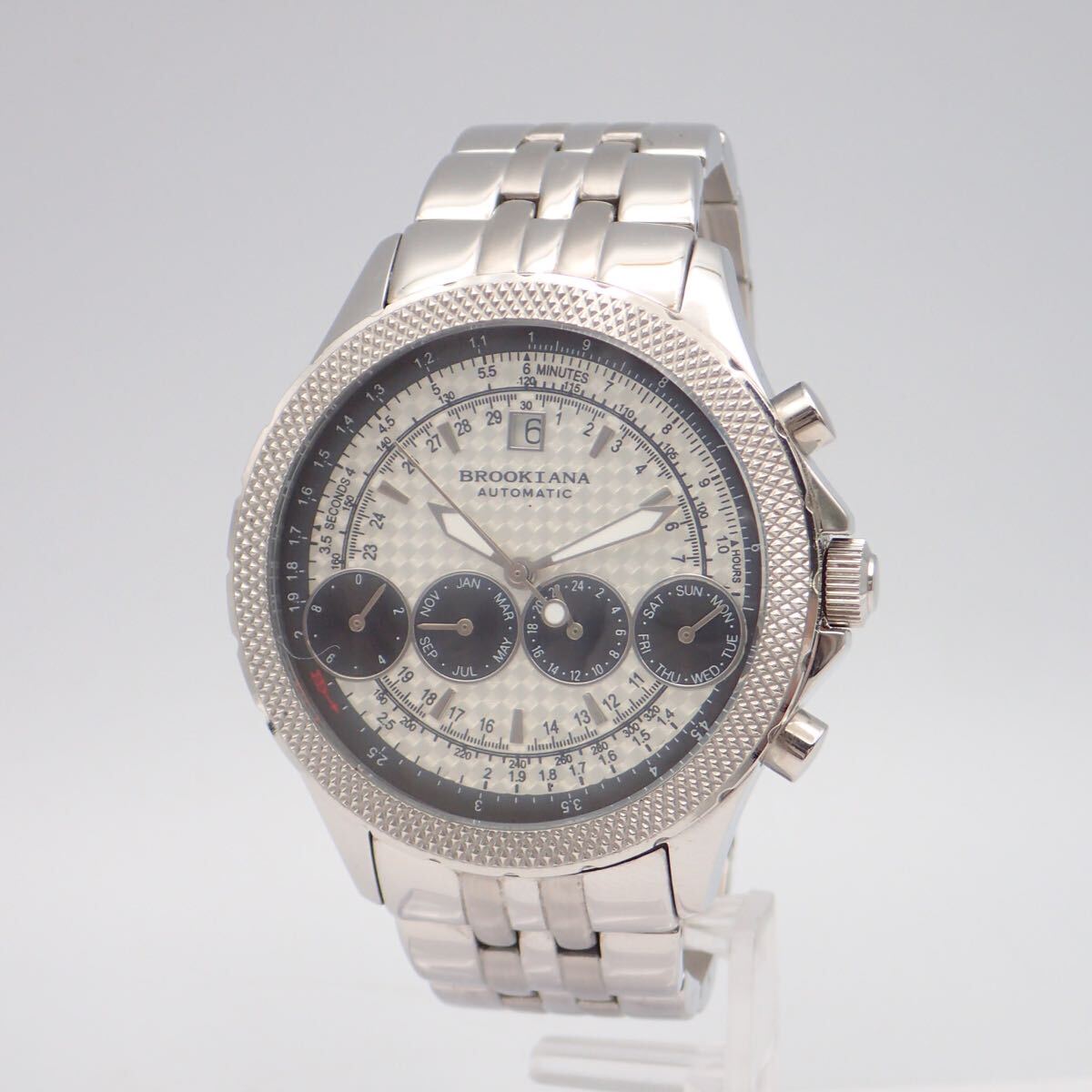お10053【美品】BROOKIANA ブルッキアーナ BA-1676 自動巻 裏スケ マルチカレンダー 動作確認済拍卖