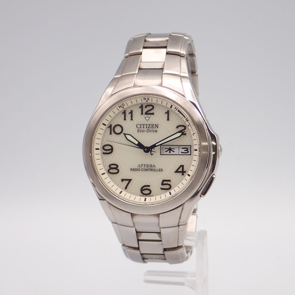 お09505 シチズン ATTESA アテッサ H100-T010431 エコドライブ電波 チタン 稼動 腕時計拍卖