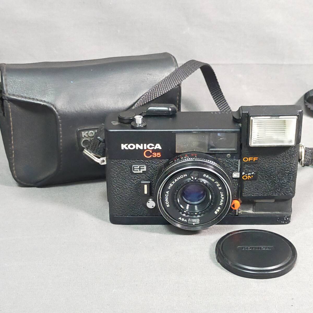 ▲ 10/6 296044 KONICA コニカ C35 EF フイルムカメラ KONICA HEXANON 38mm F2.8 used 現状品拍卖