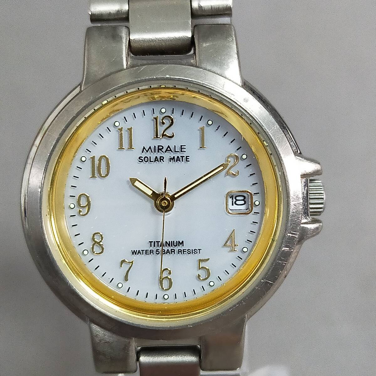 5710/24 GJ72282 CITIZEN シチズン MIRALE SOLAR MATE TITANIUM Q&Q 3針 カレンダー 腕時計 used 現状品拍卖