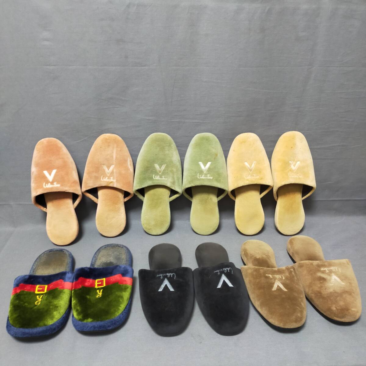 5710/28 239446 MARIO VALENTINO マリオ・バレンチノ スリッパ 6足 セット ルームシューズ 箱付き 現状品拍卖
