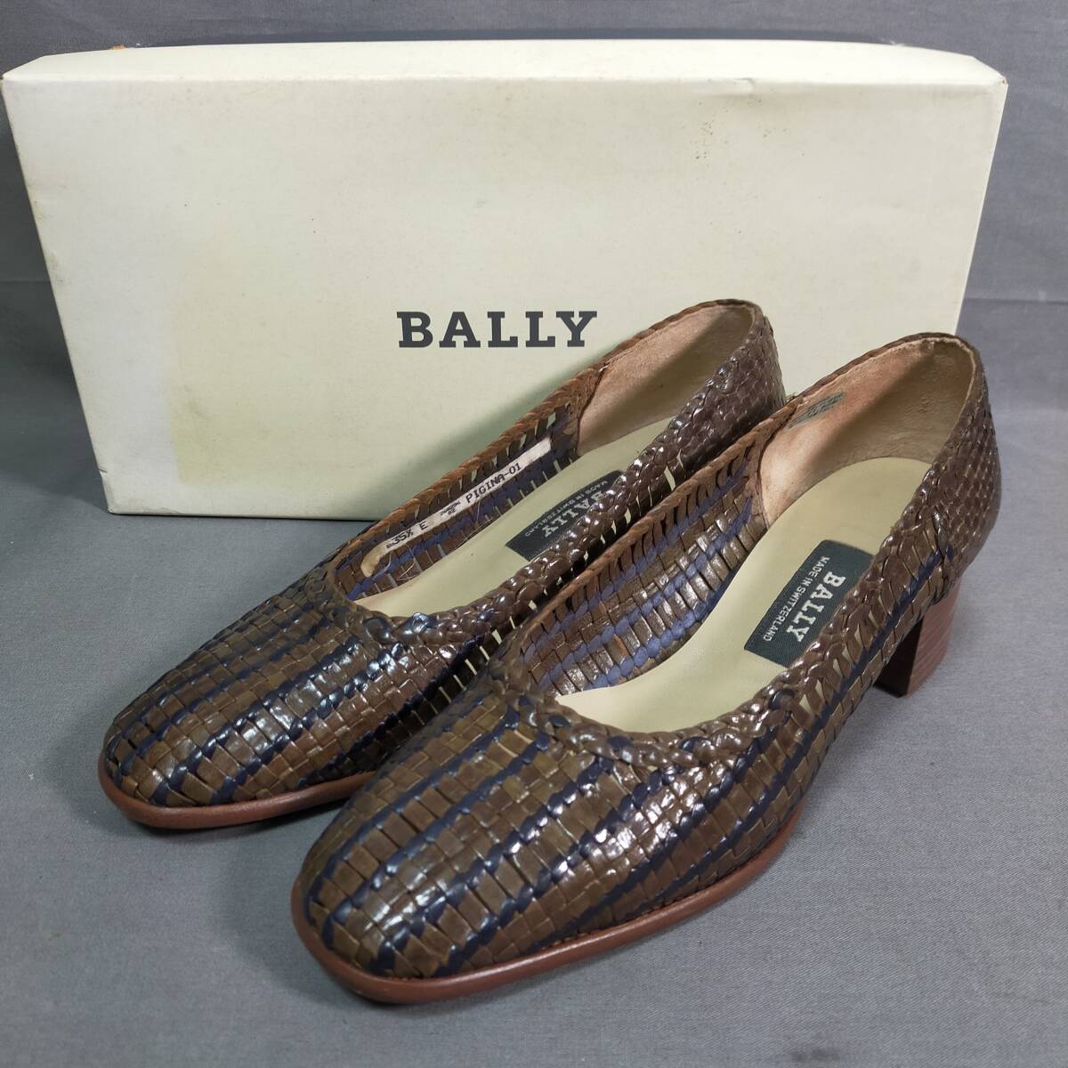 5710/28 GJ72323 BALLY バリー 編み込み レザー パンプス シューズ サイズ 35 1/2 E レディース 箱付き used 現状品拍卖