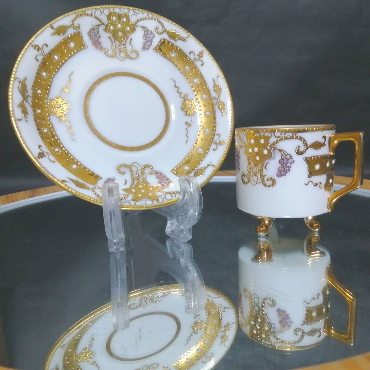 オールドニッポン◆里帰り 金盛 ペディスティアル 葡萄 カップ&ソーサー拍卖