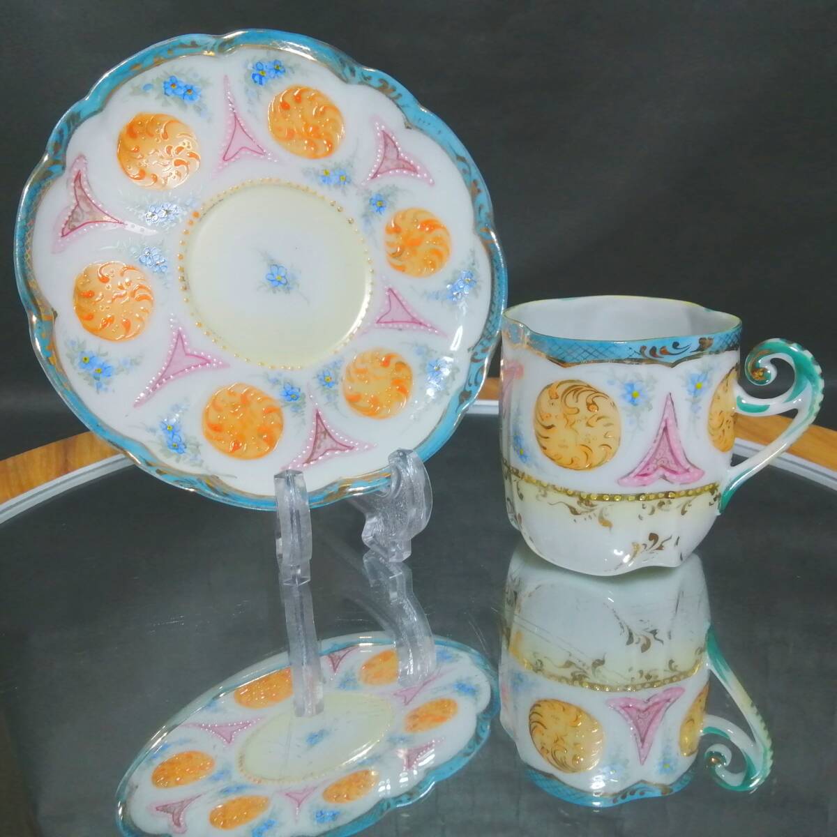 オールドニッポン◆里帰り 金盛花紋 カップ&ソーサー 1-3拍卖