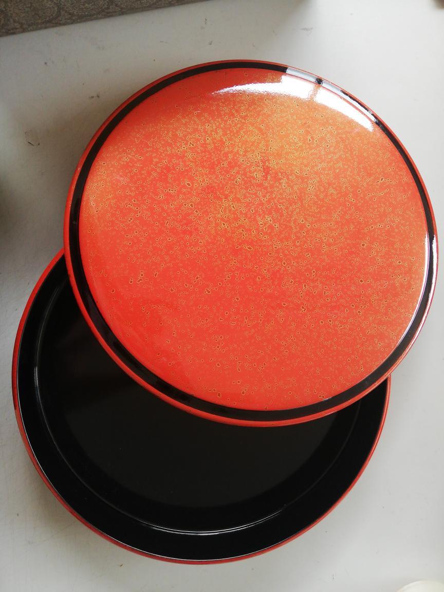 日の丸盆 菓子皿 朱色漆器 3A1SBE 拍卖