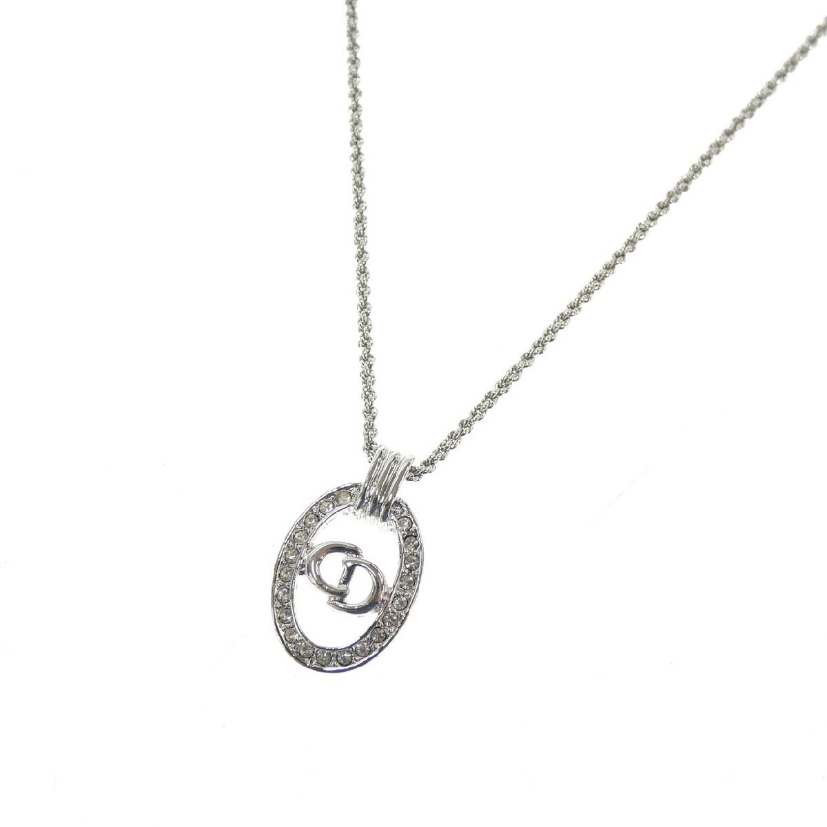 1円スタート Christian Dior クリスチャンディオール ロゴネックレス CDロゴ サークル シルバーカラー ペンダント アクセサリー レディース拍卖