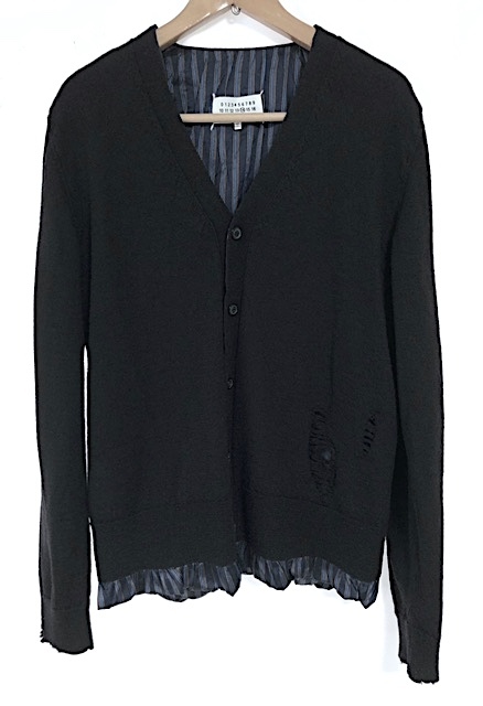 ☆二点落札で送料無料!M048【美品】Maison Margiela メゾンマルジェラ ダメージ加工 ウール カーディガン M 黒 ニット セーター ブラック拍卖
