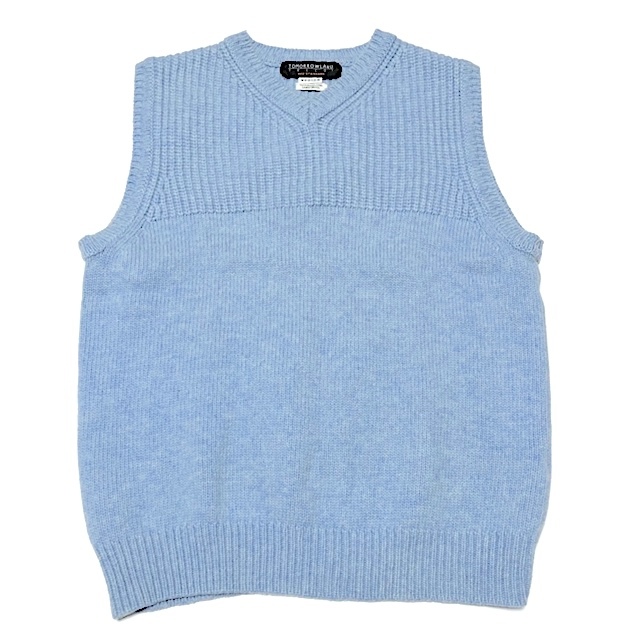 ☆二点落札で送料無料!2A42【極美品】TOMORROWLAND TRICOT トゥモローランド 上質 ラムウール Vネック ニット ベスト M ブルー メンズ 拍卖
