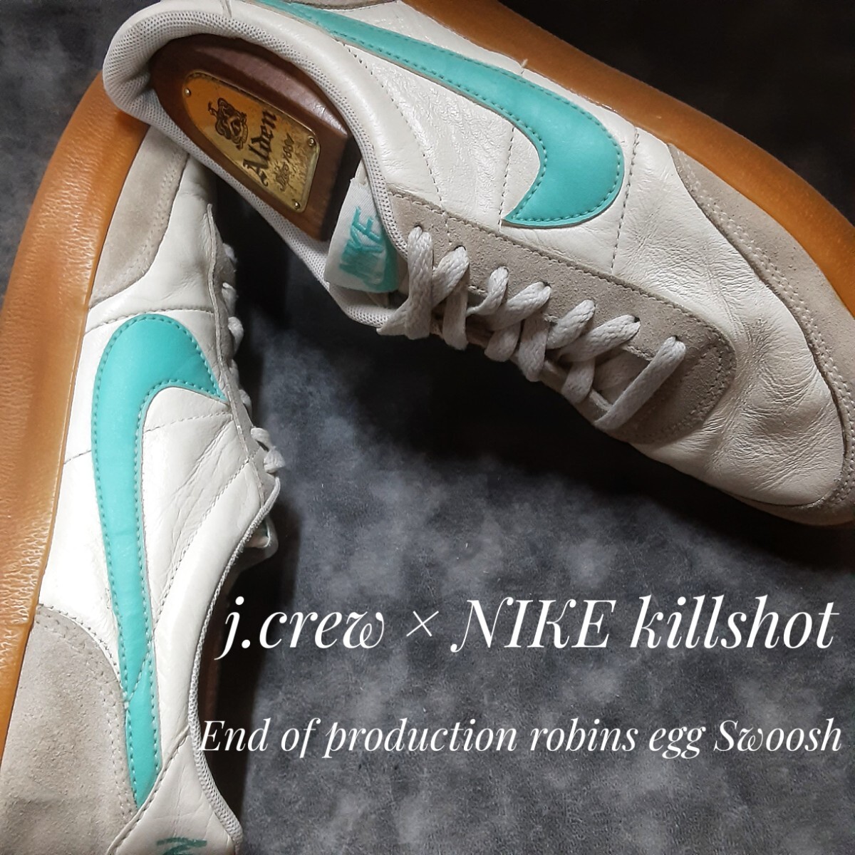 最値!生産終了!エメラルドスウォッシュ!別注コンビレザーファブリック!Jクルー×ナイキ キルショット2 コラボ スニーカー!白ガム 26.5cm拍卖