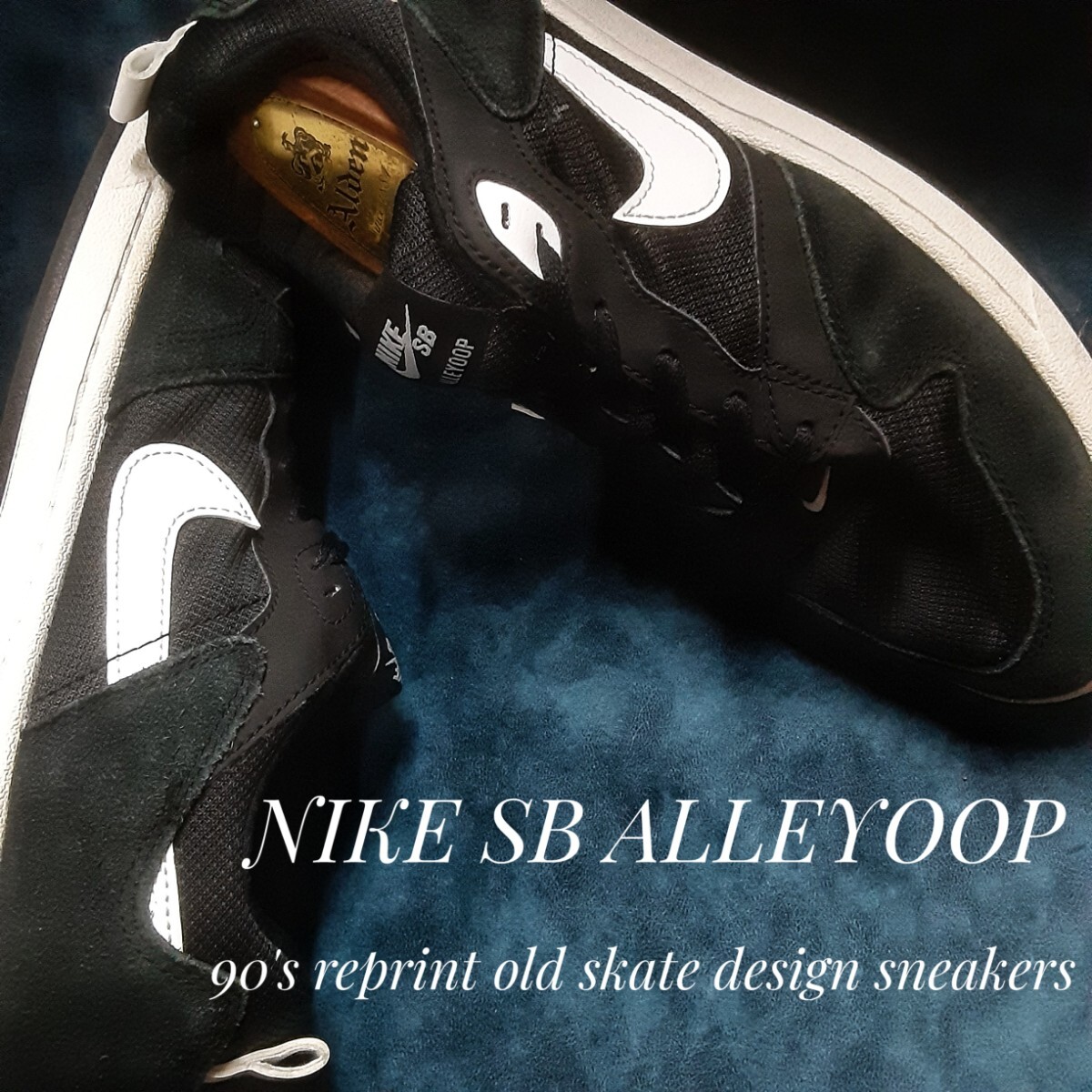 最値!定8800円!生産終了!90's復刻!オールドスケートデザイン!名作オレオブラックカラー!ナイキ SB アリウープ高級スニーカー!黒白 26.5cm拍卖