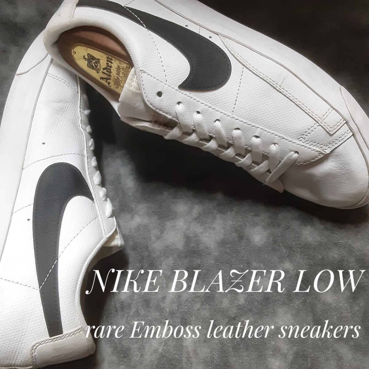 最値!希少18年製!生産終了!復刻ヘリテージクラシックスタイル!名作モノクロームカラー!ナイキ ブレザー エンボスレザー スニーカー!白黒 27拍卖