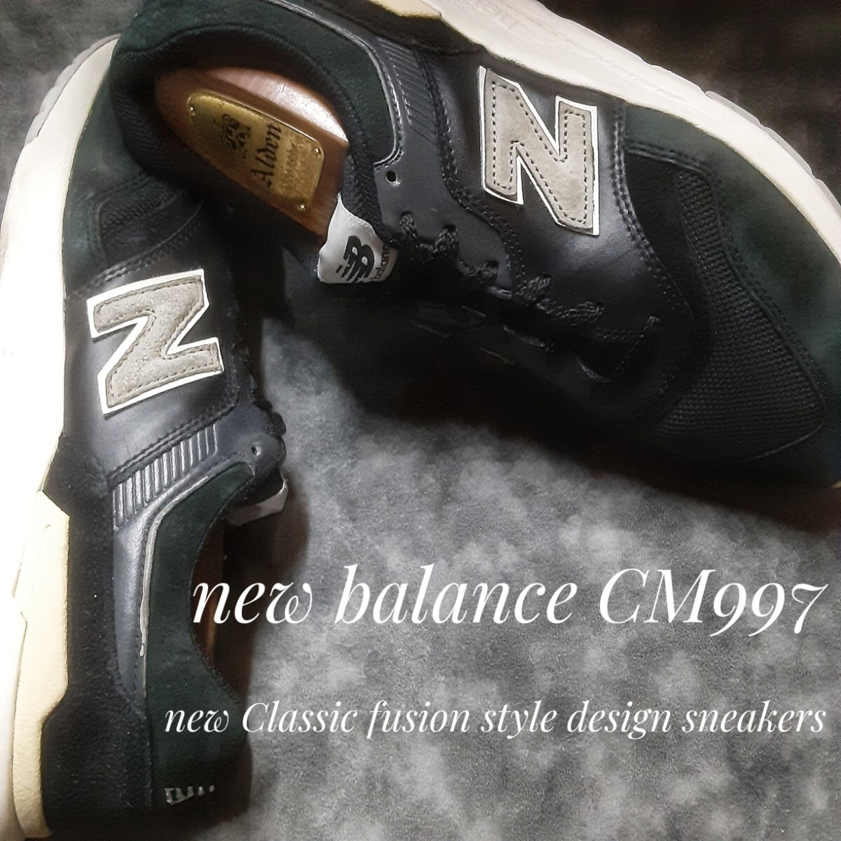 最値!定12100円!ニュークラシック融合スタイル!コンビレザーファブリック!ニューバランス CM997高級スニーカー!ブラック!黒白 27.5cm拍卖