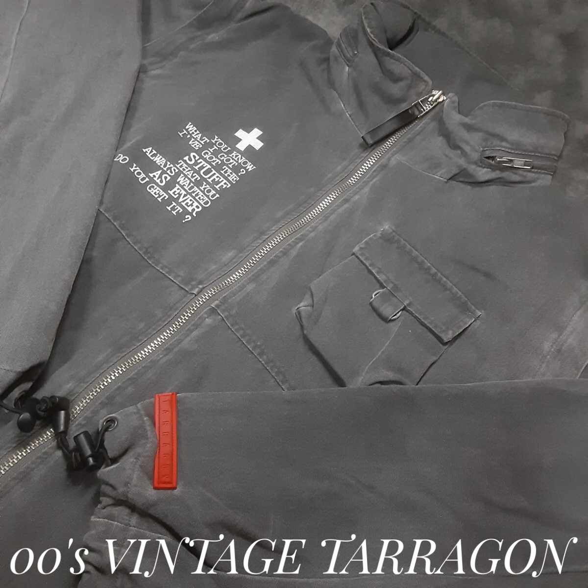 最値!希少00'sヴィンテージ!タラゴン(TARRAGON)2WAY ミリタリー ジャケット!ウォッシュ加工 スミグレー!灰色白 表記3 Lサイズ相当拍卖