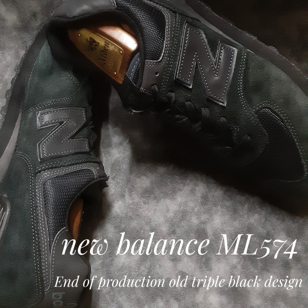 最値!名作完成型ヘリテージランニング!生産終了!旧トリプルブラック!ニューバランス ML574 タフスウェードレザー スニーカー!希少ビッグ30拍卖