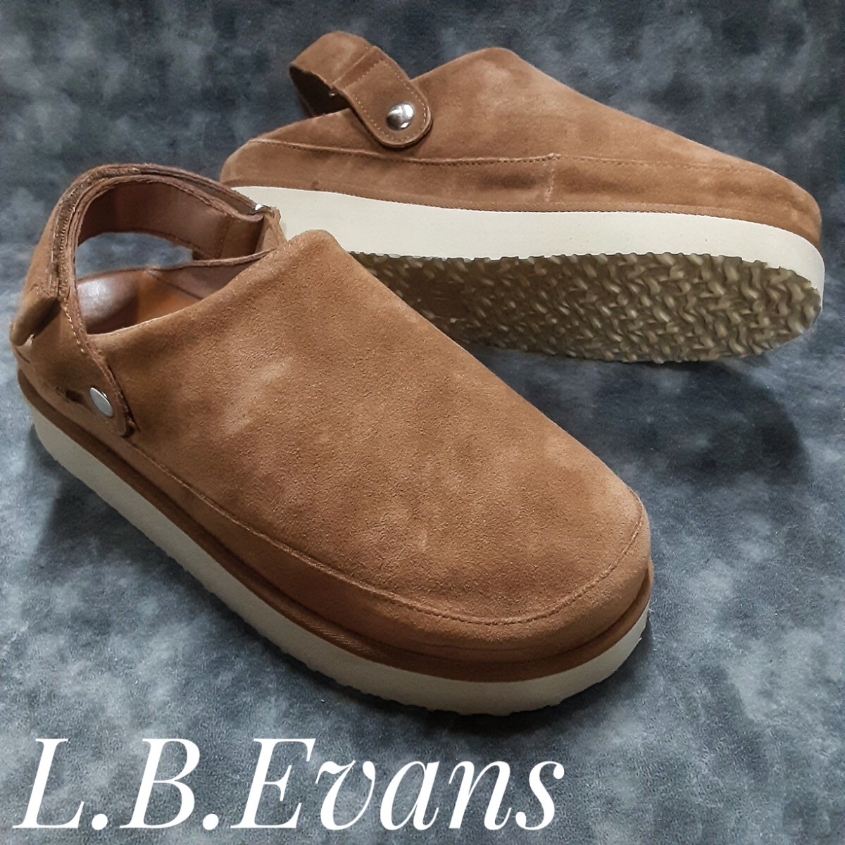 最値!新品!定14080円!1804年創業アメリカ老舗!最上位カウレザークオリティー!L.B エバンス サボ サンダル!クッキーブラウン!茶 24cm 箱付き拍卖