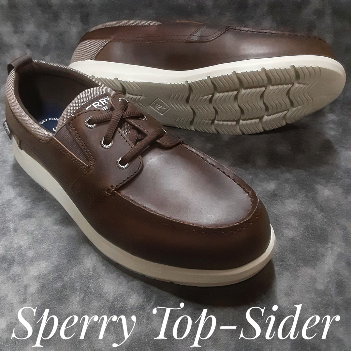 最値!新品!最上位フルグレインカウレザー!スペリー トップサイダー ボーライダー デッキ シューズ!チョコチップブラウン!茶色 27.5cm 箱付拍卖