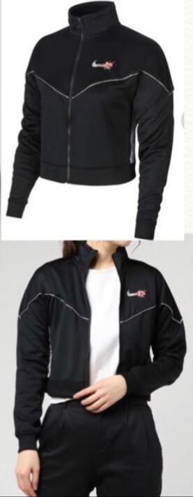 最値!新品!定9900円!限定ローズスウォッシュ!ナイキ(NIKE)ショート丈 トラック ジャージ ジャケット 短丈!ブラック!黒 Mサイズ 拍卖