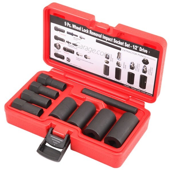 9pcホイールロックボルトリムーバーセット(アダプター・キー) B090拍卖