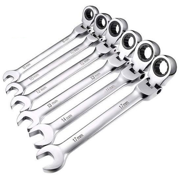 6pcフレックス 首振りラチェットコンビネーションレンチセット 72ギア YZG019拍卖