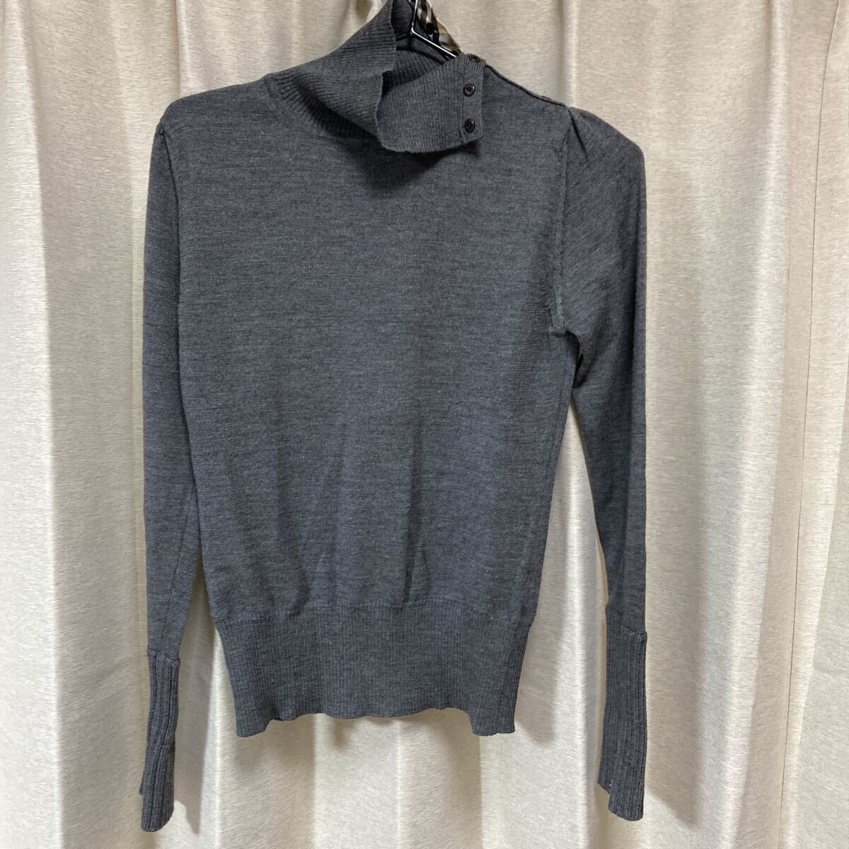 n6529 Burberry London 長袖 ニット ハイネック レディース グレー Sサイズ 拍卖