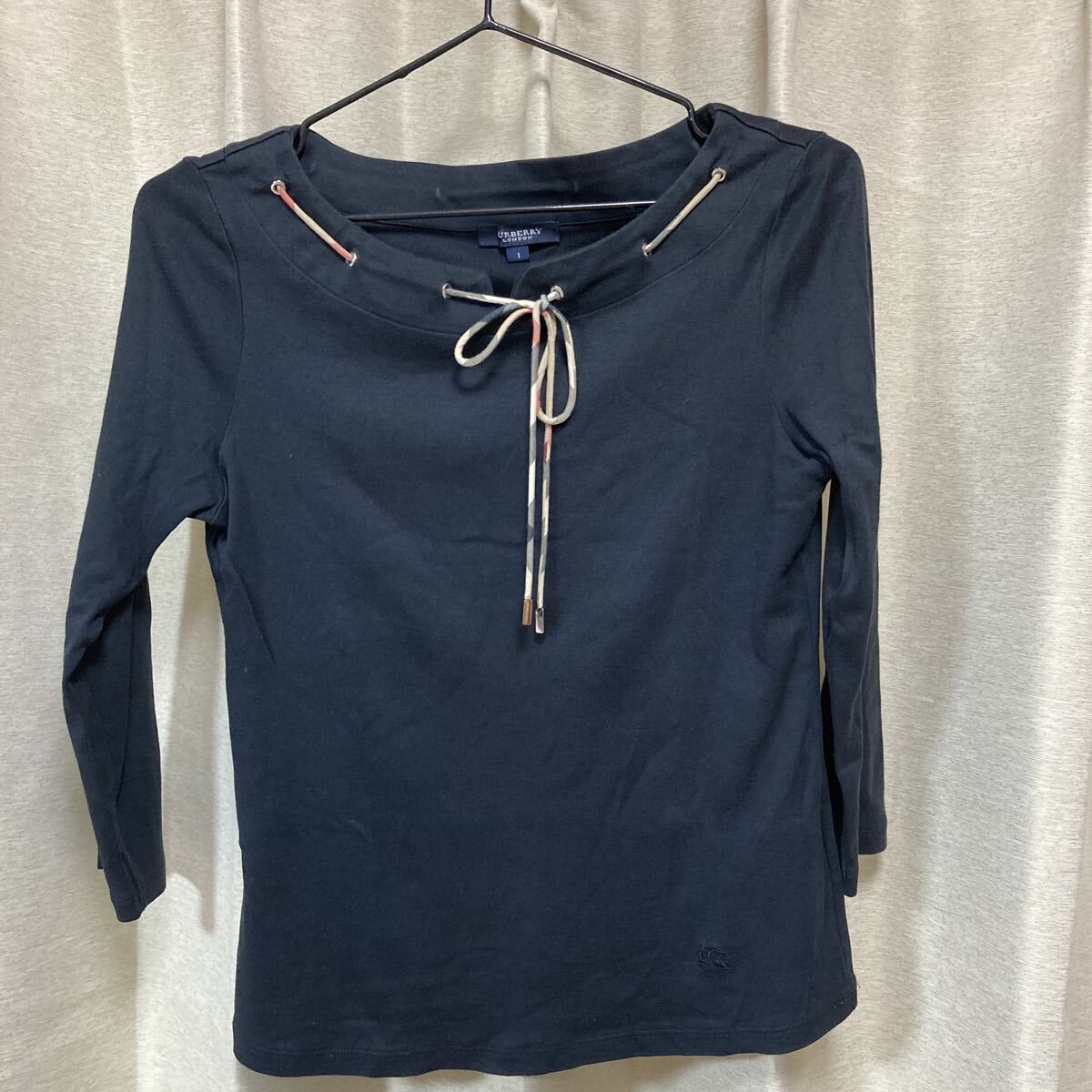 Burberry London チェック リボン カットソー 1(Sサイズ) 黒 レディース拍卖