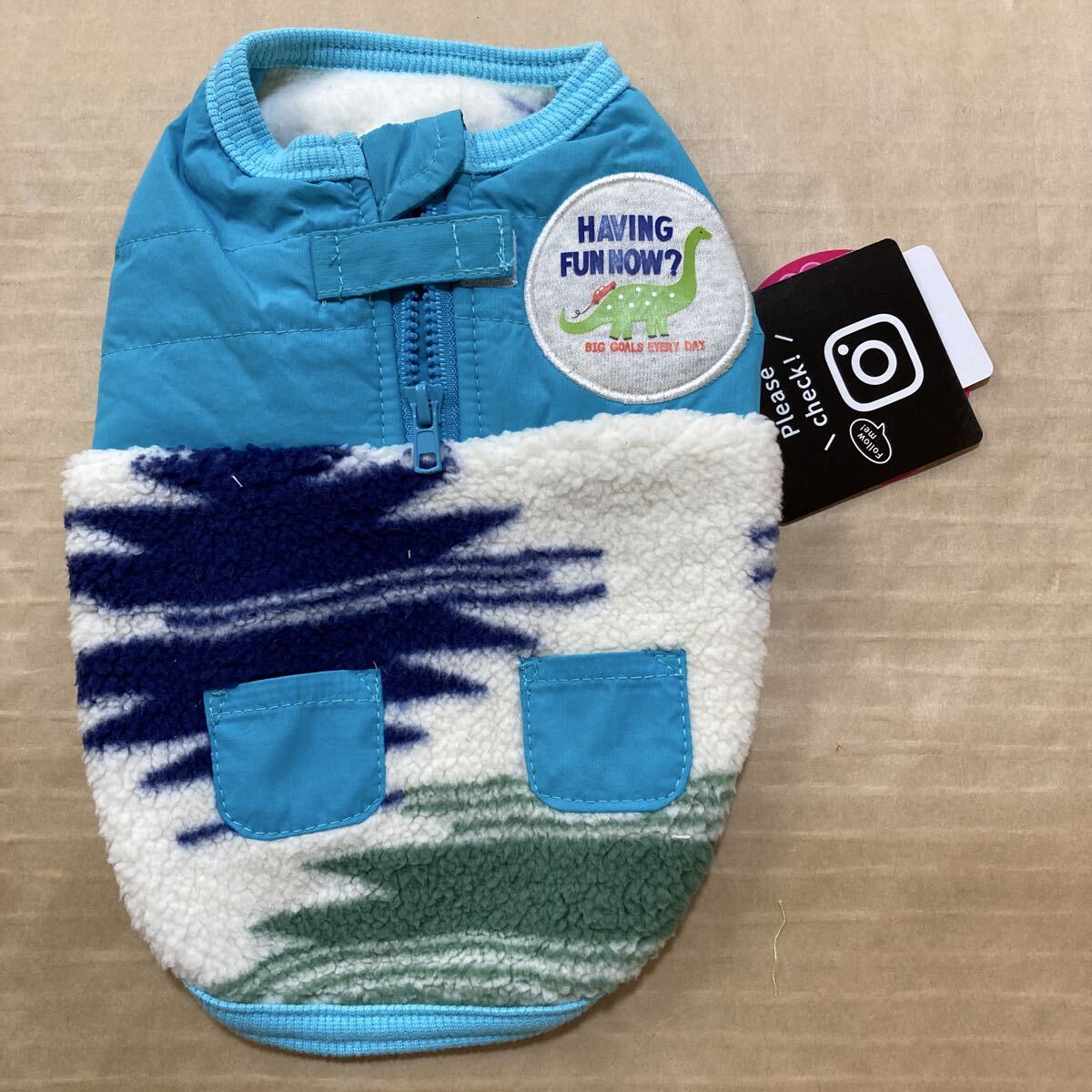 n6552 ペット・クイーン ネイティブハーフジップ ブルー サイズ2号 未使用 ペット服拍卖