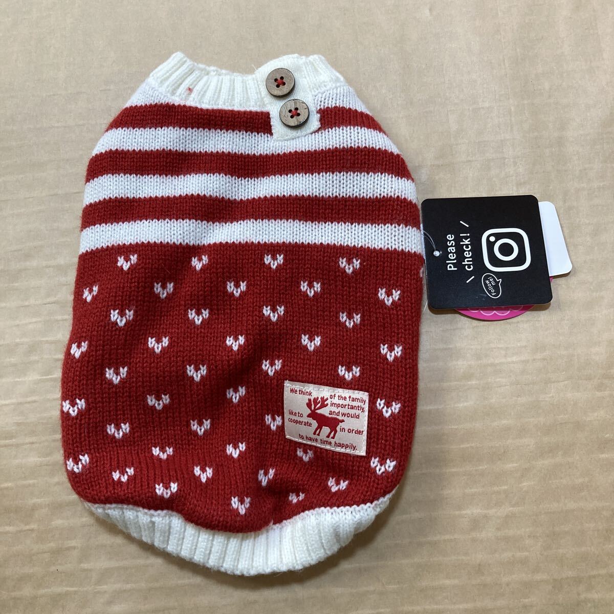 n6554 ペット・クイーン チロリアンセーター 赤 サイズ2号 未使用 ペット服拍卖