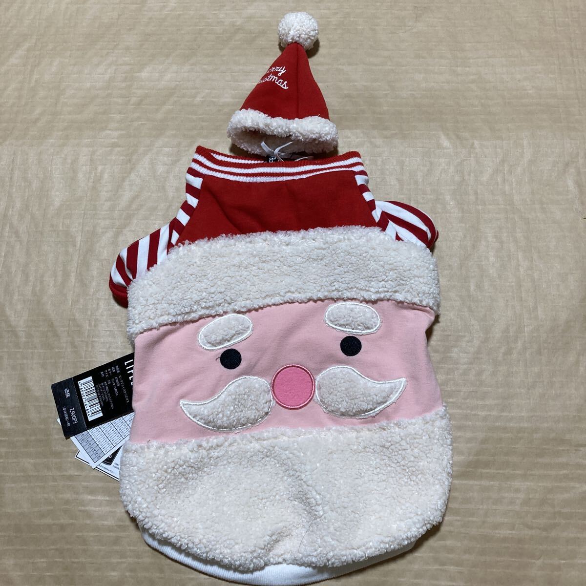 n6565 ライフライク ビックフェイスクリスマスイス ペット服 犬服 サンタカラー サイズ5号 帽子付き 未使用拍卖