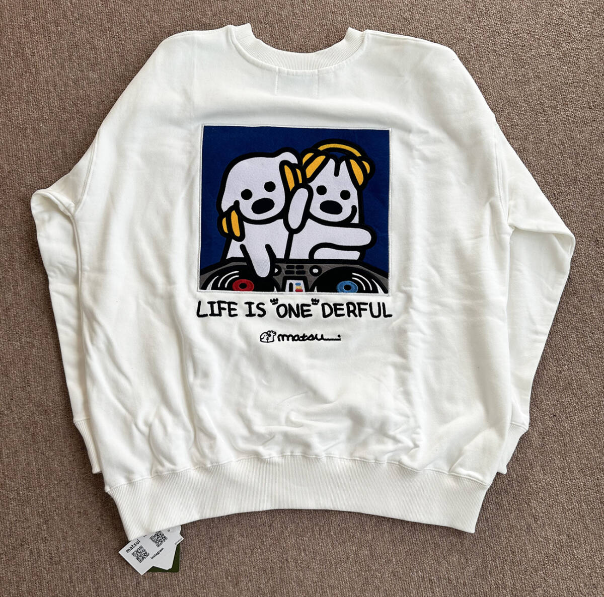 matsui FREAK'S STORE 別注 「DJ」バックフェルト刺繍 クルーネック スウェット トレーナー ホワイト サイズL FS24FW010 新品未使用拍卖